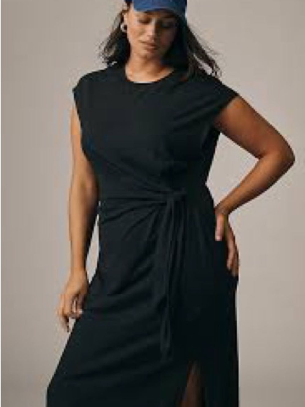 Daily practice by Anthropology Black Sleeveless Midi Dress with Side Tie Detail